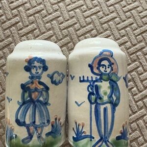 Vintage MA Hadley Salt and Pepper Shakers - Farmer and Wife - Large 4 1/2" Tall